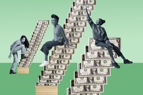 black women on staircase of dollar bills