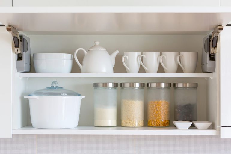 Things to Declutter from Kitchen Cabinets: neatly organized cabinet