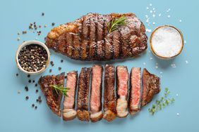 Grilled steak with salt and peper