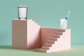 steps, abstract background in pastel colors, fashion podium, minimal scene, architectural block, design element