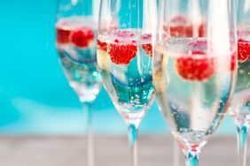 healthiest cocktails: prosecco with raspberries