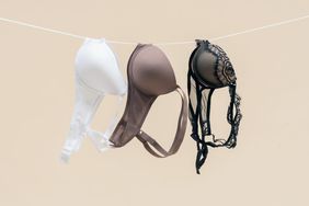 how-often-should-you-wash-bra: three bras hanging on a clothesline