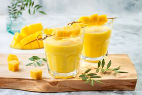 Mango Lassi drinks in cups 