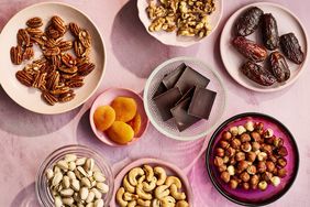 REAL SIMPLE - May 2022 - Food/Health Hybrid Feature: Brain Food - Opener: Overhead of nuts