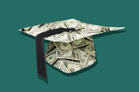 graduation cap made of money