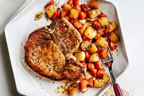 Sweet and Sour Glazed Pork Chops With Turnips And Carrots