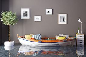 Renters Insurance Tips: the boat as a sofa in flooding interior