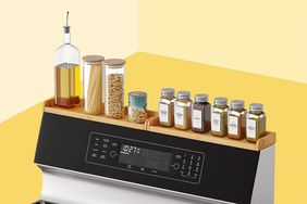 SpaceAid Bamboo Stove Top Magnetic Shelf with Labels Tout