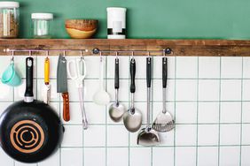 Kitchen utensils on work top in modern kitchen