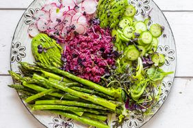 spring-produce-guide: pretty spring vegetables on a platter