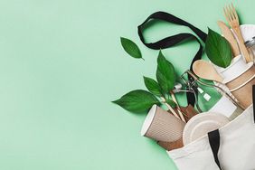 Sustainable Habits That Aren't Always as Sustainable as You Think: tote bag with plants, coffee cups, and groceries