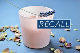 Target recalls Threshold scented candles, pink candle on blue background