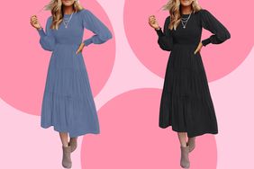 ZESICA Women's Long Sleeve Midi Dress